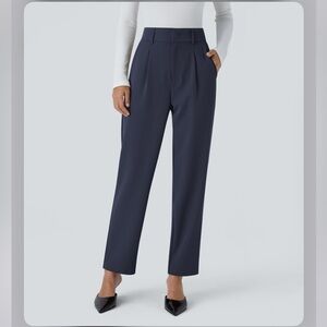 HALARA High Waisted Pocket Solid Work Tapered Pants Navy NWT